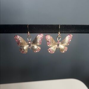 Elegant Butterfly Earrings with Pink and Gold Accents